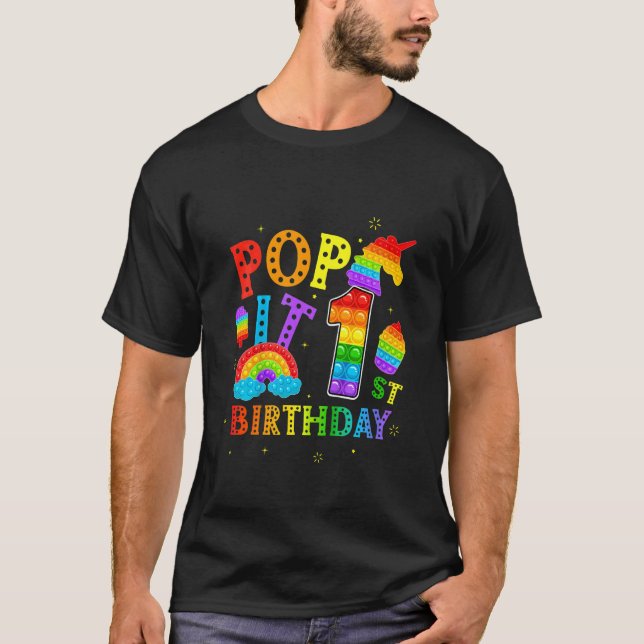 Camiseta Niños Pop It Primer Cumpleaños 1 Año Fiesta de com (Anverso)