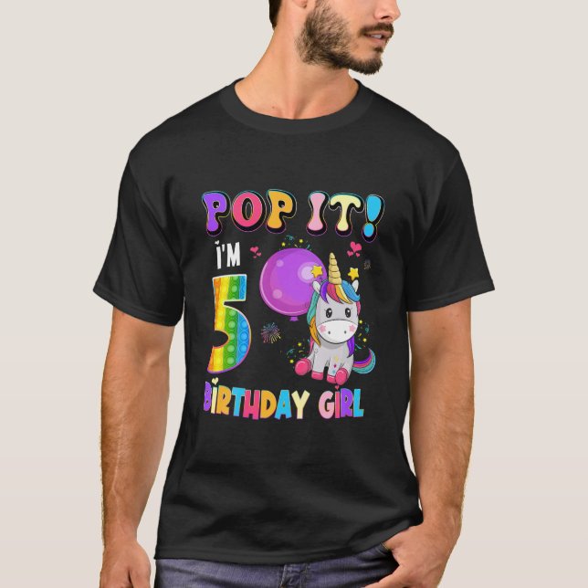 Camiseta Niños pop it tengo 5 años Chica unicornio Fidget 5 (Anverso)