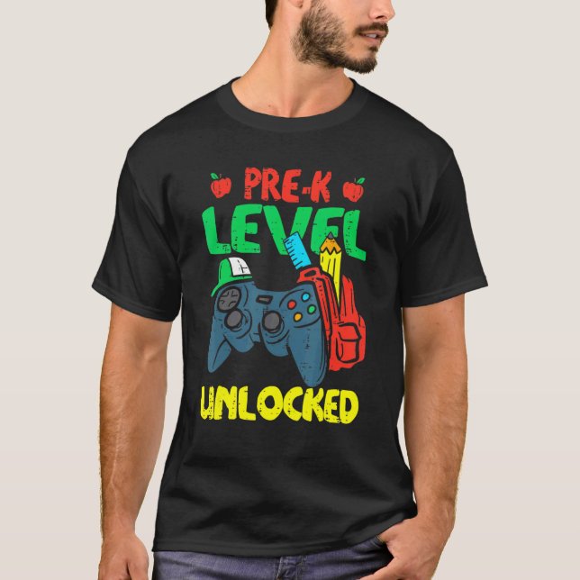 Camiseta Niños Pre K Level Unlocked Video Game First Day of (Anverso)