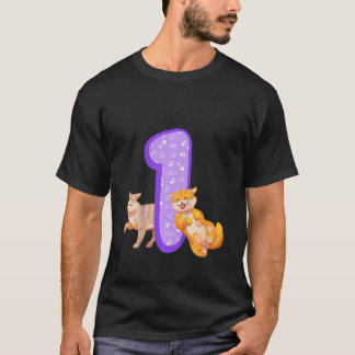 Camiseta Niños Primer cumpleaños gato de puple temática gat