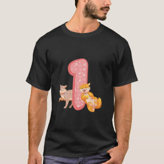Camiseta Niños Primer cumpleaños gato rosado tema pájaros g