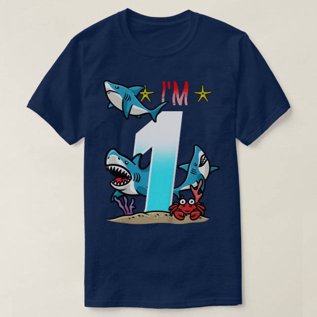Camiseta Niños Primer cumpleaños Tiburones niños subacuátic (Diseño del anverso)