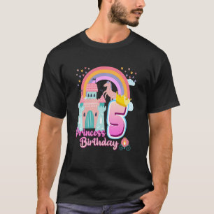 Camiseta Niños Princesa 5 Aniversario Castillo de Arcoiris 