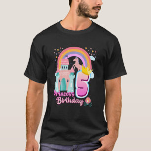 Camiseta Niños Princesa 5 Aniversario Castillo de Arcoiris 