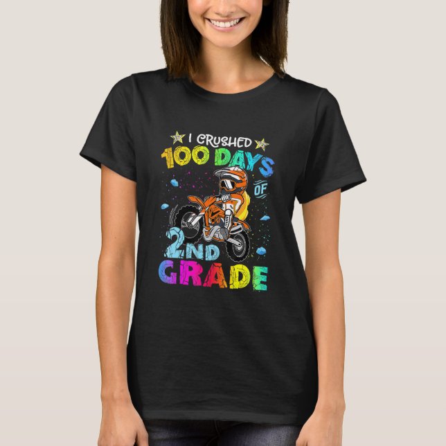 Camiseta Niños Que Aplasté 100 Días De Bicicleta De 2º Grad (Anverso)