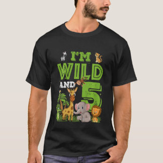 Camiseta Niños que estoy salvaje y cinco años de nacimiento