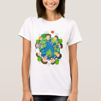 Camiseta Niños que llevan a cabo las manos alrededor de la