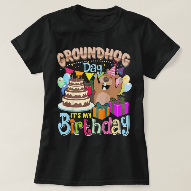 Camiseta Niños Que Nací En El Día De La Groundhog - Nacimie (Diseño del anverso)