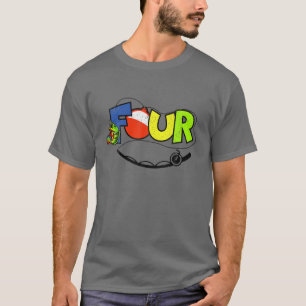 Camiseta Niños que pescan Cumpleaños Tee - 4 Años - Cuatro