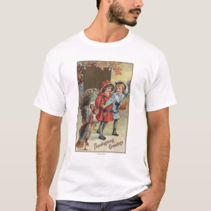 Camiseta Niños que sostienen una calabaza, pavos