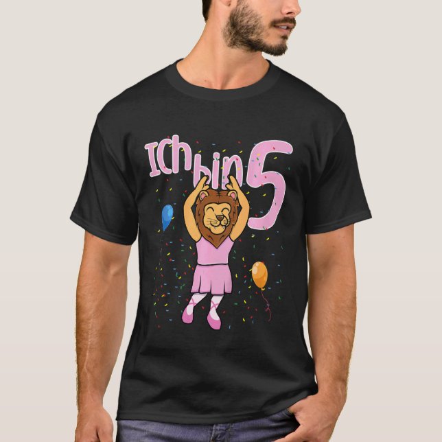 Camiseta Niños Quinto cumpleaños Ballet León Ich Bin Fünf (Anverso)