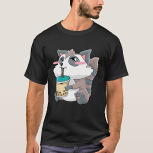 Camiseta Niños Raccoon Bubble Tea Boba Bebe Kawaii Cute Gif