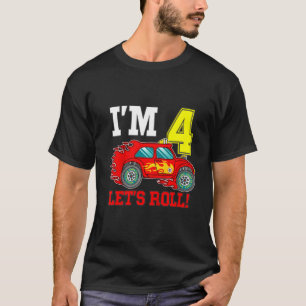 Camiseta Niños Race Car 4º Cumpleaños Niño 4 Carreras Condu