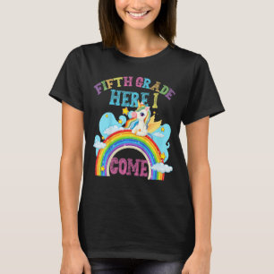 Camiseta Niños Rainbow Unicorn de quinto grado aquí voy