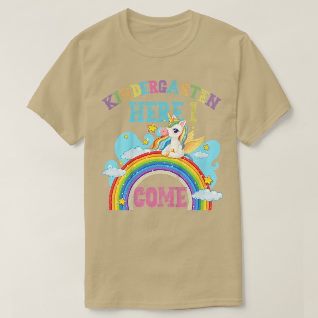 Camiseta Niños Rainbow Unicorn Lover Kindergarten Aquí I Co (Diseño del anverso)