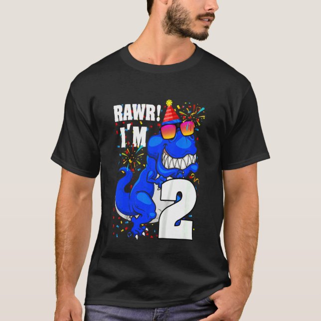 Camiseta Niños Rawr de 2 años Soy el segundo niño de cumple (Anverso)
