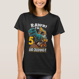 Camiseta Niños Rawr I m 5 Dinosaur 5ª Excavadora de cumplea