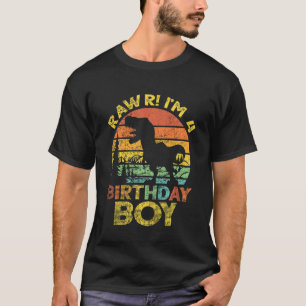 Camiseta Niños Rawr Im 4 Cuarto Cumpleaños Niño De 4 Años R