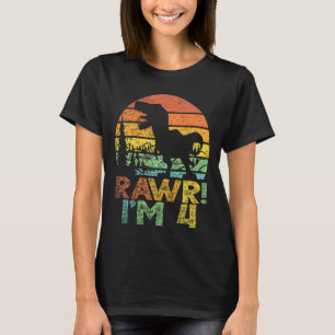 Camiseta Niños Rawr Im 4 Cuarto Cumpleaños Rex Niños De 4 A