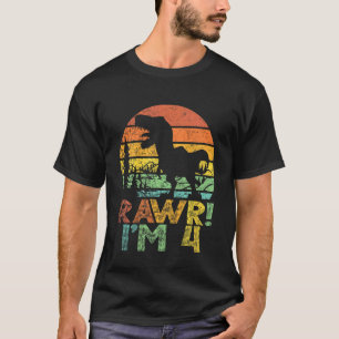 Camiseta Niños Rawr Im 4 Cuarto Cumpleaños Rex Niños De 4 A