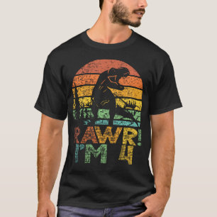 Camiseta Niños Rawr Im 4 Dinosaurios T Rex 4 Años Niños 4