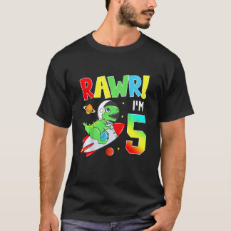 Camiseta Niños Rawr Im 5 Chicas Del Astronauta De Dinosauri
