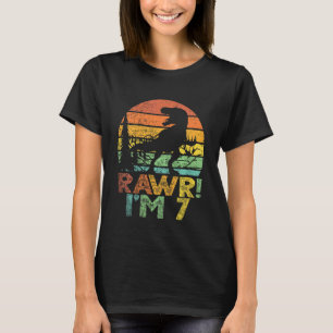 Camiseta Niños Rawr Im 7 Dinosaur Rex Niño De 7 Años 7Bi