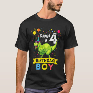 Camiseta Niños Rawr Soy el cuarto cumpleaños de Dinosaur Re