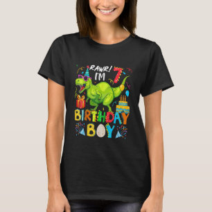 Camiseta Niños Rawr Soy el niño de séptimo cumpleaños Dinos