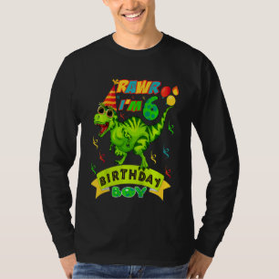 Camiseta Niños Rawr Soy el niño de sexto cumpleaños Dino Re