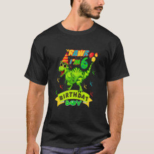 Camiseta Niños Rawr Soy el niño de sexto cumpleaños Dino Re