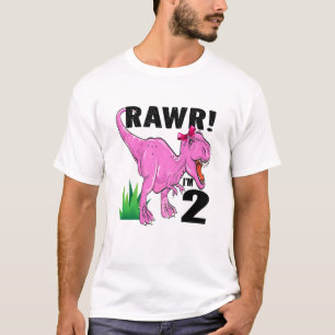 Camiseta Niños Rawr Tengo 2 Dinosaurios T Rex Segundo Niño