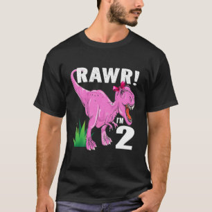Camiseta Niños Rawr Tengo 2 Dinosaurios T Rex Segundo Niño