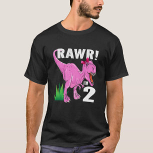 Camiseta Niños Rawr Tengo 2 Dinosaurios T Rex Segundo Niño