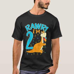 Camiseta Niños Rawr Tengo 2 Dinosaurios Trex Segundo Nacimi