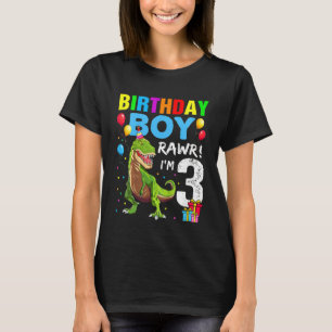 Camiseta Niños Rawr Tengo 3 años, Dinosaurios Rex Thr