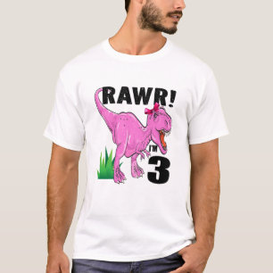 Camiseta Niños Rawr Tengo 3 Dinosaurios T Rex 3d Nacimiento