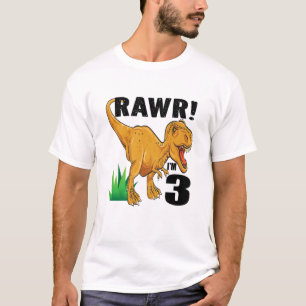 Camiseta Niños Rawr Tengo 3 Dinosaurios T Rex 3d Nacimiento