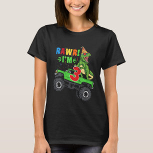 Camiseta Niños Rawr Tengo 3 Dinosaurios T Rex Monster Camió