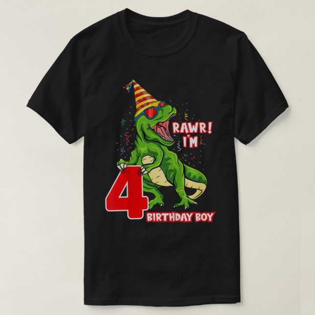 Camiseta Niños Rawr Tengo 44 años T Re Dinosaurio Fiesta G (Diseño del anverso)