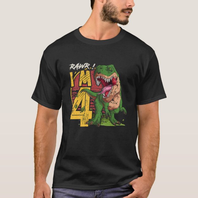Camiseta Niños Rawr Tengo 44 Años T Rex Dinosaur Decora (Anverso)