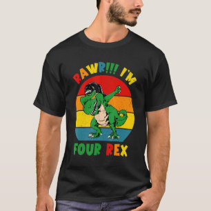 Camiseta Niños Rawr Tengo 4 años, Fiesta de dinosaurios Awe