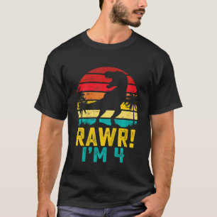 Camiseta Niños Rawr Tengo 4 años Rex de dinosaurio 4º nacim