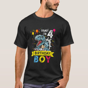 Camiseta Niños Rawr Tengo 4 años Rex Dino