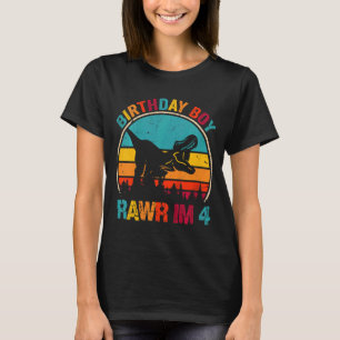 Camiseta Niños Rawr Tengo 4 Dinosaurios 4to cumpleaños Boy 