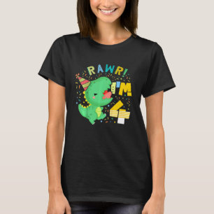Camiseta Niños Rawr Tengo 4 Dinosaurios B Día Fiesta Dino T