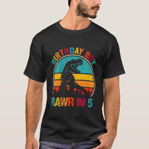 Camiseta Niños Rawr Tengo 5 años Chico Dinosaurio Rex 5 año