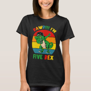 Camiseta Niños Rawr: Tengo 5 años, Fiesta de dinosaurios Aw
