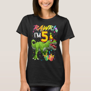 Camiseta Niños Rawr Tengo 5 años Fiesta Rex Dinosaur