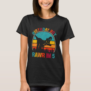 Camiseta Niños Rawr Tengo 5 Dinosaurios 5 años Chico Rex 5